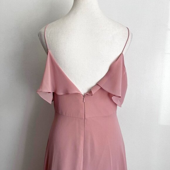 NWT JENNY YOO COLLECTION OLD PINK COLD SHOULDER FLUTTER CHIFFON BRIDESMAID DRESS - Picture 7 of 13